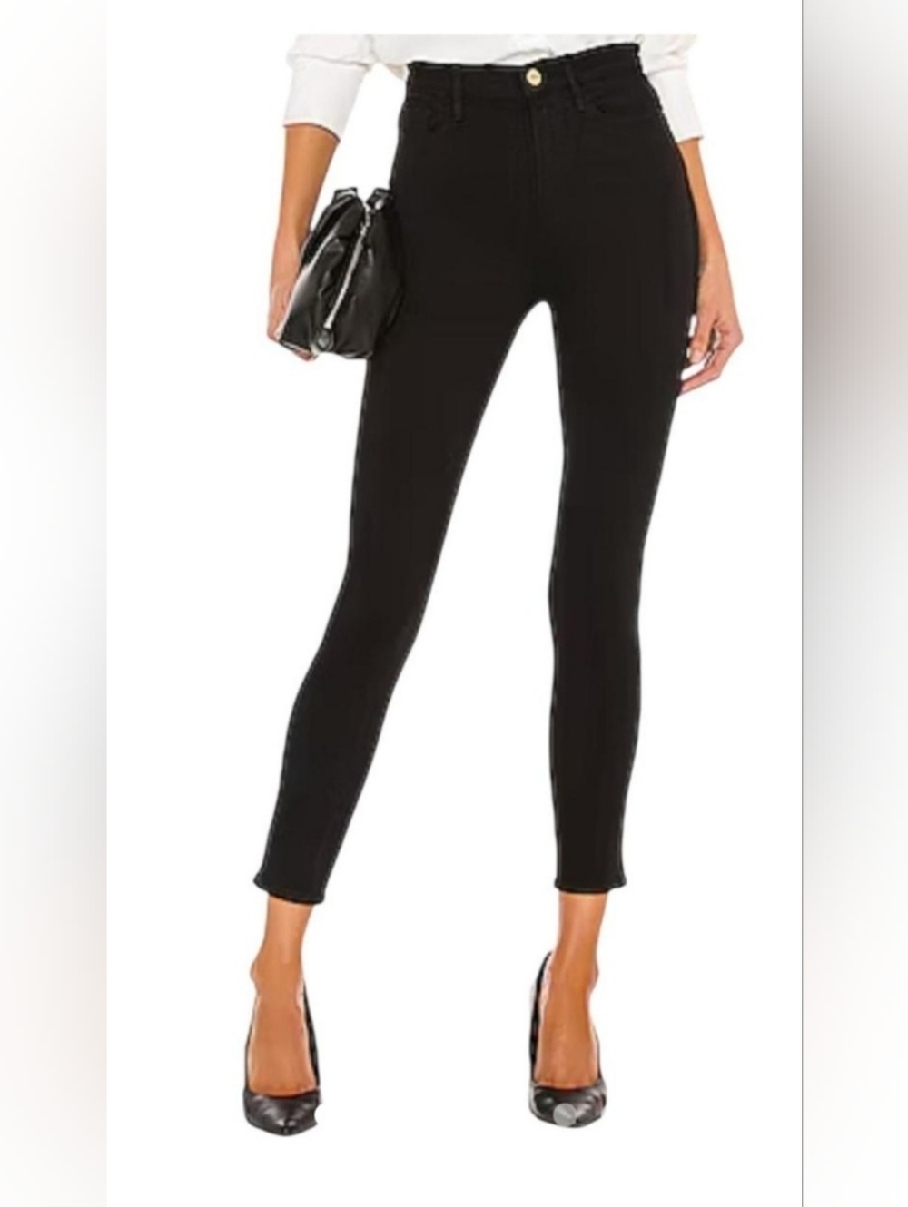 Frame Denim Ali High Rise Cigarette Jean In Noir In Black Size 27, New W/O Tag!+